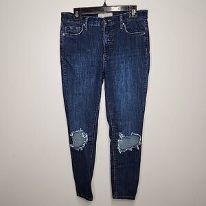 Free People Distressed Busted Knee Jeans High Rise Dark Wash Women's Size 30